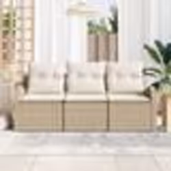 Set de canapé de jardin 3 pièces avec coussins Beige Poly Rotin vidaXL