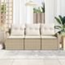 Set de canapé de jardin 3 pièces avec coussins Beige Poly Rotin vidaXL