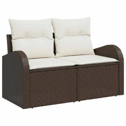 vidaXL Ensemble de canapé de jardin avec coussin 5 pcs Marron et Crème