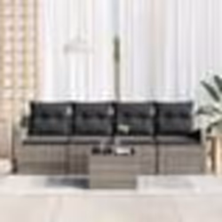vidaXL Ensemble de canapés de jardin 5 pièces avec coussins en poly rattan gris