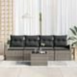 vidaXL Ensemble de canapés de jardin 5 pièces avec coussins en poly rattan gris