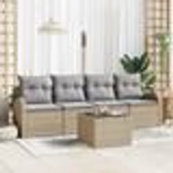 vidaXL Canapé de jardin 5 pièces avec coussins en rotin synthétique beige