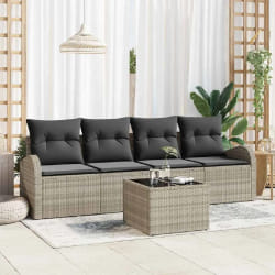 vidaXL Ensemble de canapé de jardin 5 pcs Gris clair et gris foncé