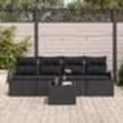 vidaXL Set de canapés de jardin 5 pièces avec coussins en rotin noir