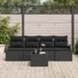 vidaXL Set de canapés de jardin 5 pièces avec coussins en rotin noir
