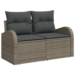 vidaXL Ensemble de canapé de jardin 6 pièces avec des coussins en polyrotin gris
