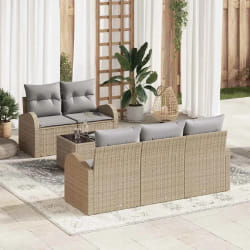 vidaXL Ensemble de canapé de jardin avec coussin 6 pcs Beige et gris