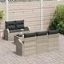 vidaXL Canapé de jardin 6 pièces avec coussins gris clair en poly rotin