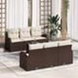 vidaXL Ensemble de jardin de 7 pièces avec coussins marron en rattan synthétique