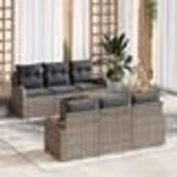 vidaXL Ensemble de canapés de jardin 7 pièces avec coussins gris en rattan synthétique