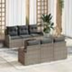 vidaXL Ensemble de canapés de jardin 7 pièces avec coussins gris en rattan synthétique