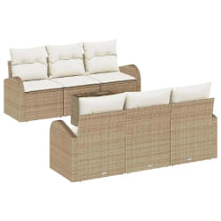vidaXL Ensemble de canapé de jardin avec coussin 7 pcs Beige et crème