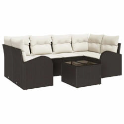 vidaXL Ensemble de canapé de jardin avec coussin 7 pcs Marron et Crème