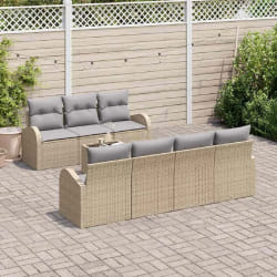 vidaXL Ensemble de canapé de jardin avec coussin 8 pcs Beige et gris