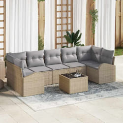 vidaXL Ensemble de canapé de jardin avec coussin 8 pcs Beige et gris