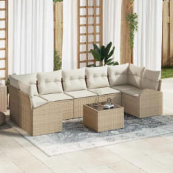 vidaXL Ensemble de canapé de jardin avec coussin 8 pcs Beige et crème