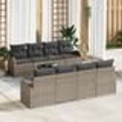 vidaXL Ensemble de Canapé de Jardin 9 Pièces en Rotin Synthétique Gris