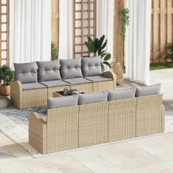 vidaXL Ensemble de canapé de jardin avec coussin 9 pcs Beige et gris