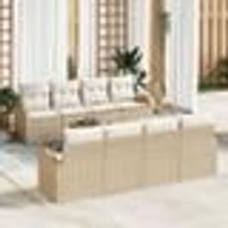 vidaXL Canapé de jardin 9 pièces avec coussins beiges en rotin synthétique