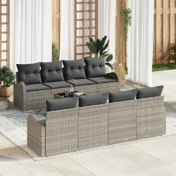 vidaXL Ensemble de canapé de jardin 9 pcs Gris clair et gris foncé