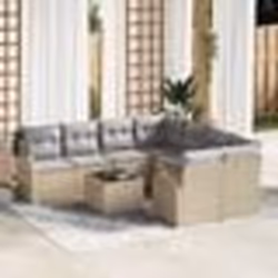 vidaXL Ensemble de Jardin 9 Pièces en Rattan Polyéthylène avec Coussins Beige