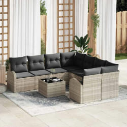 vidaXL Ensemble de canapé de jardin 9 pcs Gris clair et gris foncé