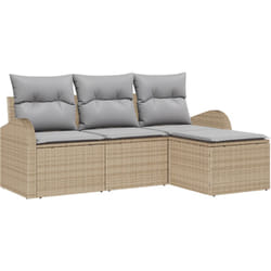 Vidaxl - Ensemble de Canapé de Jardin 4 Pièces avec Oreillers Beige Rattan Poly