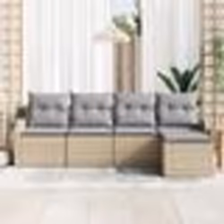 Ensemble de canapé de jardin de 5 pièces avec coussins Beige Poly Rotin