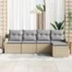 Ensemble de canapé de jardin de 5 pièces avec coussins Beige Poly Rotin