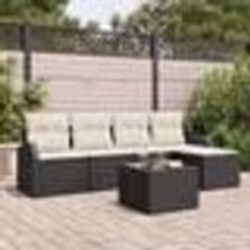 Ensemble de Canapé de Jardin de 5 Pièces avec Coussins en Poly Rattan Marron