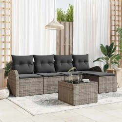 vidaXL Ensemble de canapé de jardin avec coussin 6 pcs Gris Poly rotin