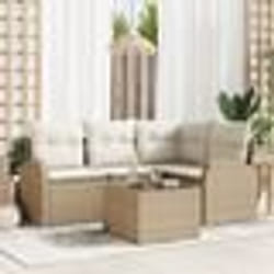 Ensemble de canapé de jardin 5 pièces avec coussins en rotin poly brun