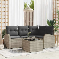 vidaXL Ensemble de canapé de jardin 5 pcs Gris clair Poly rotin