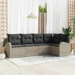 vidaXL Ensemble de canapé de jardin 5 pcs Gris clair Poly rotin