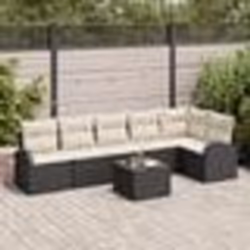 Ensemble de canapé de jardin 6 pièces avec coussins en poly rattan brun
