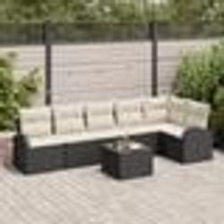 Ensemble de canapé de jardin 6 pièces avec coussins en poly rattan brun