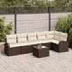 Ensemble de 6 pièces de canapé de jardin avec coussins en gris poly rattan