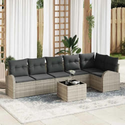 vidaXL Ensemble de canapé de jardin 7 pcs Gris clair Poly rotin