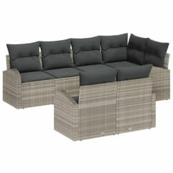 vidaXL Ensemble de canapé de jardin 7 pcs Gris clair Poly rotin