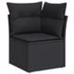 Set de canapé de jardin 7 pièces avec coussins noir poly rotin