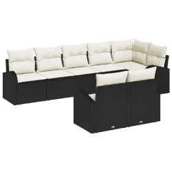Ensemble de canapé de jardin de 8 pièces avec coussins en rattan noir