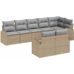 Ensemble de canapé de jardin 8 pièces avec coussins Beige Poly Rattan
