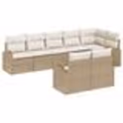 Ensemble de Canapé de Jardin 8 Pièces avec Coussins Beige Poly Rattan