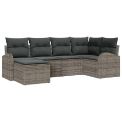 vidaXL Ensemble de canapé de jardin avec coussin 6 pcs Gris Poly rotin