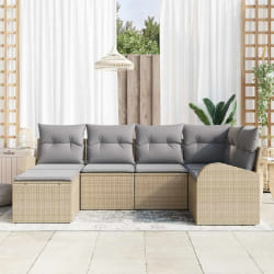 vidaXL Ensemble de canapé de jardin 6 pcs beige et gris clair