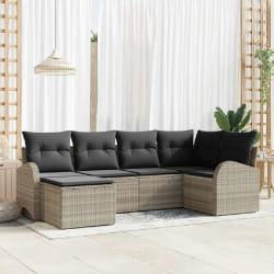 vidaXL Ensemble de canapé de jardin 6 pcs Gris clair Poly rotin