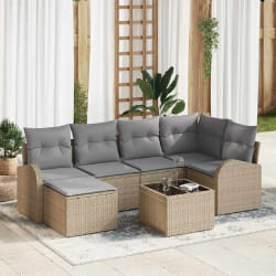 vidaXL Ensemble de canapé de jardin 7 pcs beige et gris clair