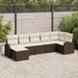 vidaXL Canapé de Jardin 7 Pièces en Rattan Synthétique avec Coussins Marron