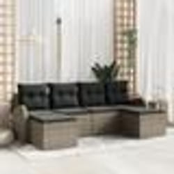 Canapé de jardin vidaXL 6 pièces avec coussins gris en poly rotin