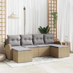 vidaXL Ensemble de canapé de jardin 6 pcs beige et gris clair